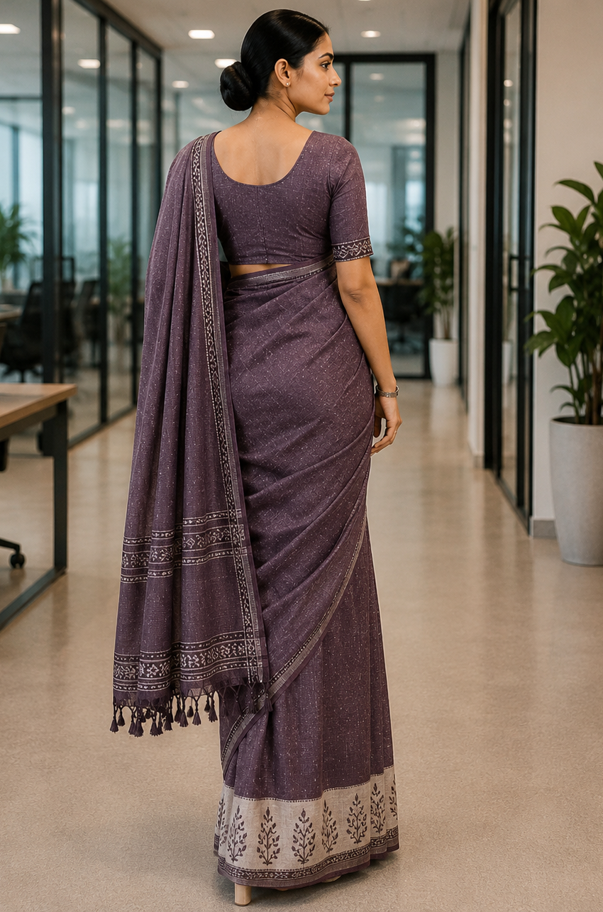Women's Premium Office Wear Cotton Saree | Elegant Corporate Look | Soft & Comfortable Daily Wear