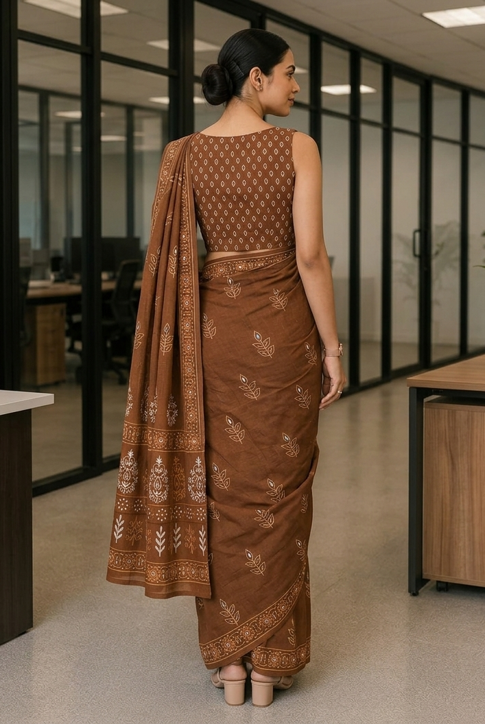 AURSKI Premium Mulmul Cotton Saree for Office Wear | Soft, Lightweight & Breathable | Elegant Everyday Wear