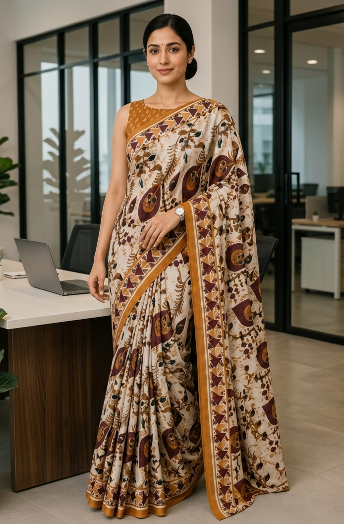 Women's Premium Office Wear Cotton Saree | Elegant Corporate Look | Soft & Comfortable Daily Wear