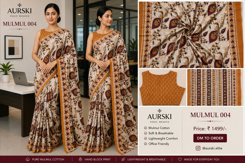 Women's Premium Office Wear Cotton Saree | Elegant Corporate Look | Soft & Comfortable Daily Wear