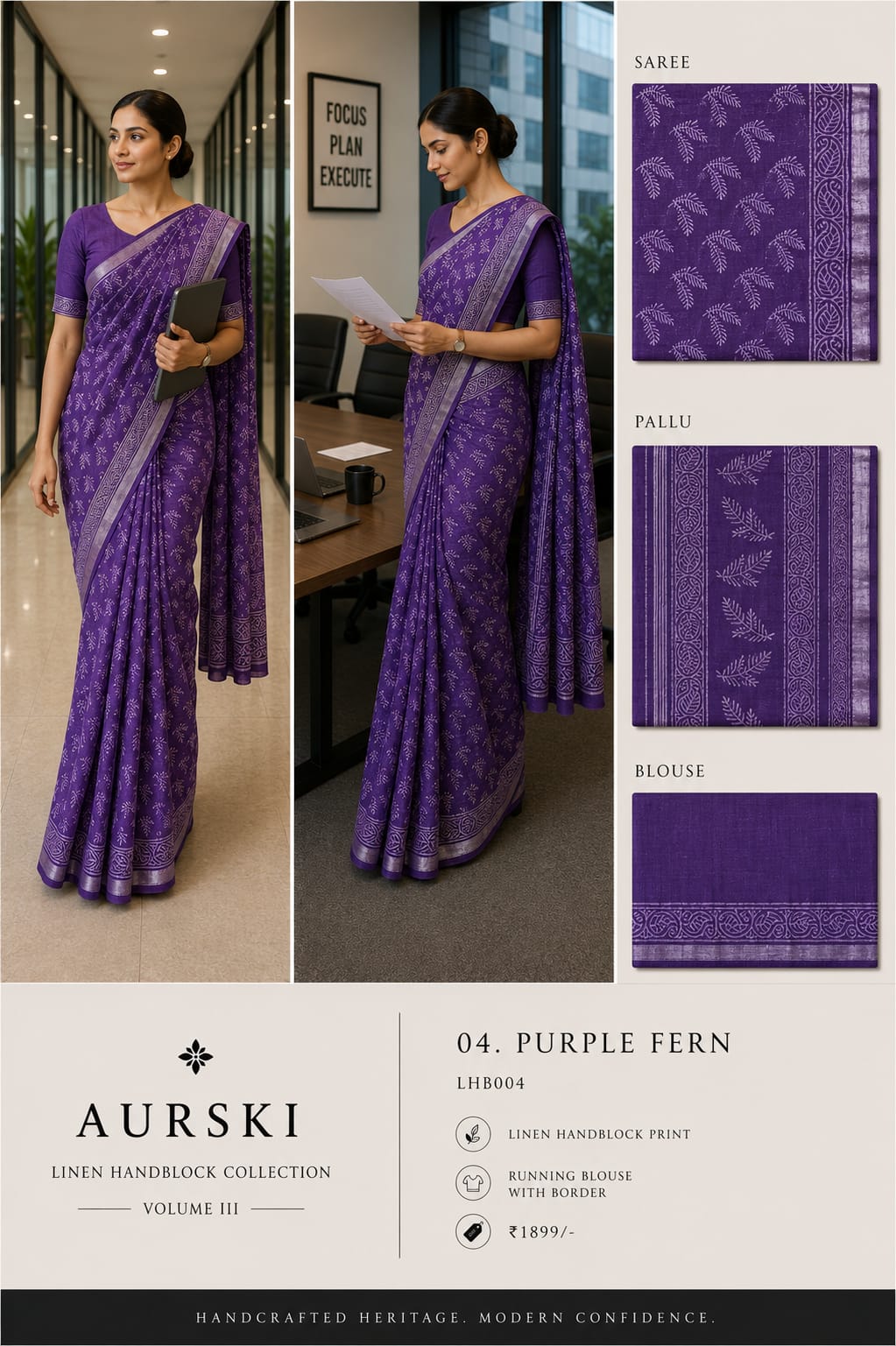 Women's Premium Office Wear Cotton Saree | Elegant Corporate Look | Soft & Comfortable Daily Wear