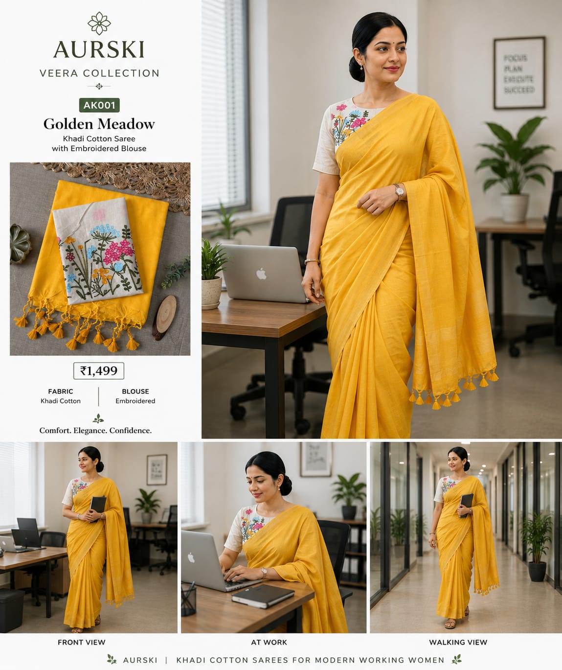 Premium Office Wear Cotton Saree for Women