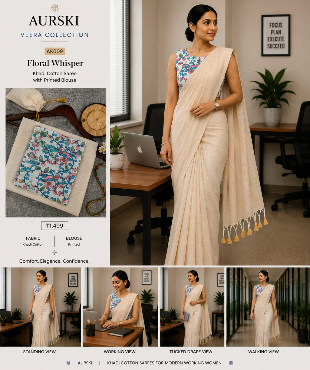 Executive Elegance Saree – Premium Office Wear Cotton Saree for Wome