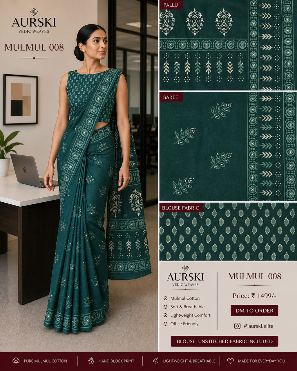 Women's Premium Mulmul Cotton Saree