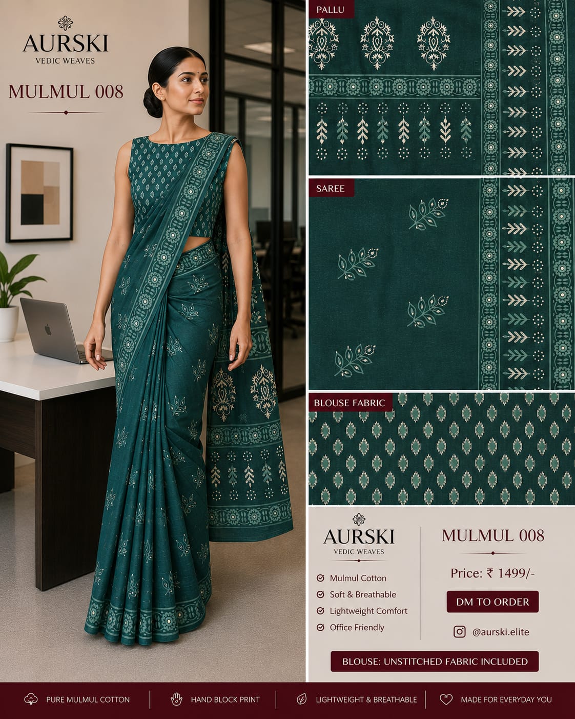 Women's Premium Mulmul Cotton Saree