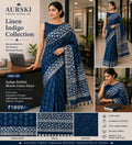 AURSKI Premium Indigo Linen Cotton Office Wear Saree
